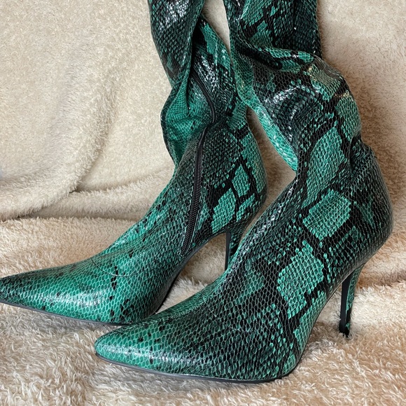 Green Snake Skin Knee High Boots | Poshmark